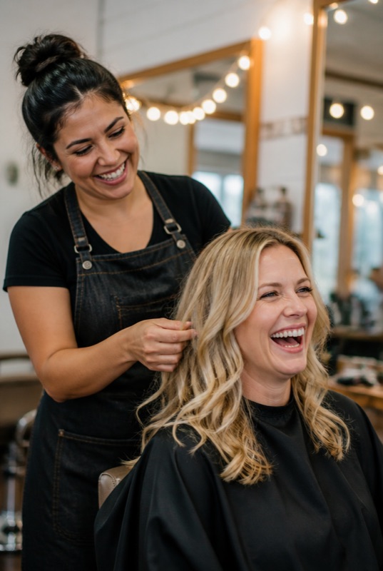 Salon owner with her client